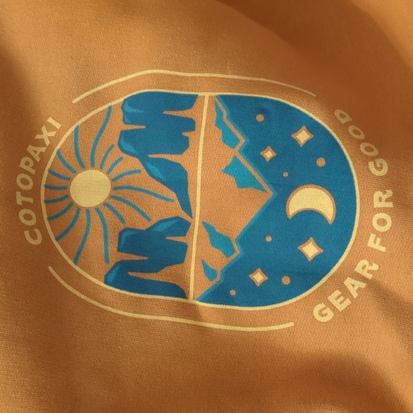 Cotopaxi Yellow Hoodie Sweatshirt Graphic Design Relaxed Fit Back To School Sz L - Picture 8 of 9